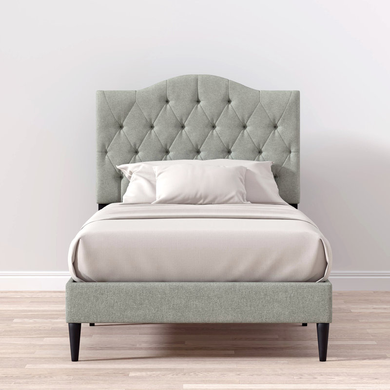 Saltford Upholstered Platform Bed, Stone, Twin