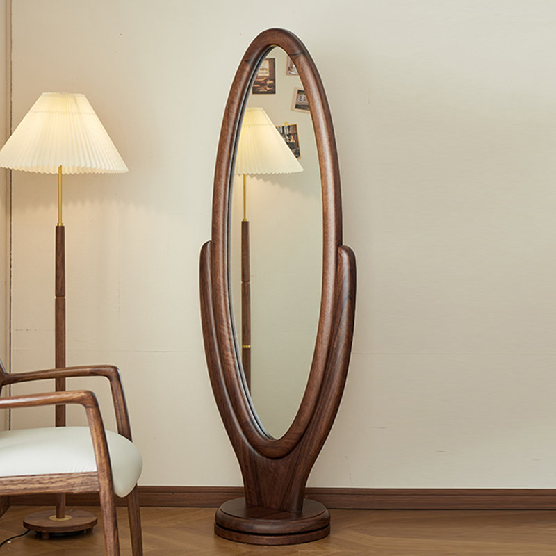 Miroir américain pleine longueur ajustable en noyer noir