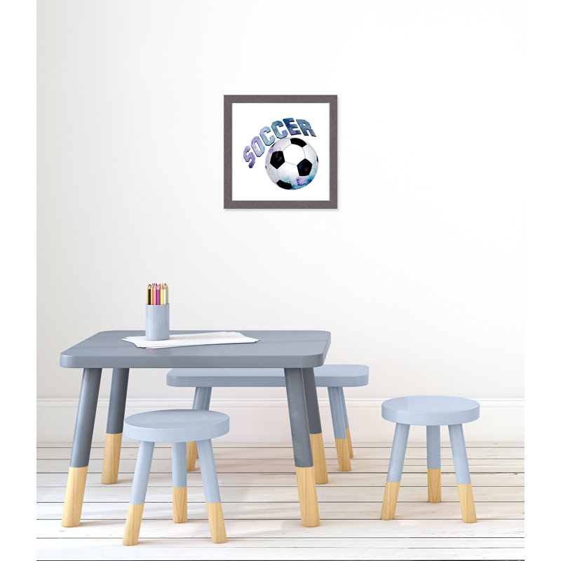 Fille de football 1, H 16 po x l 16 po x P 0,63 po, Encadrement fil du bois gris