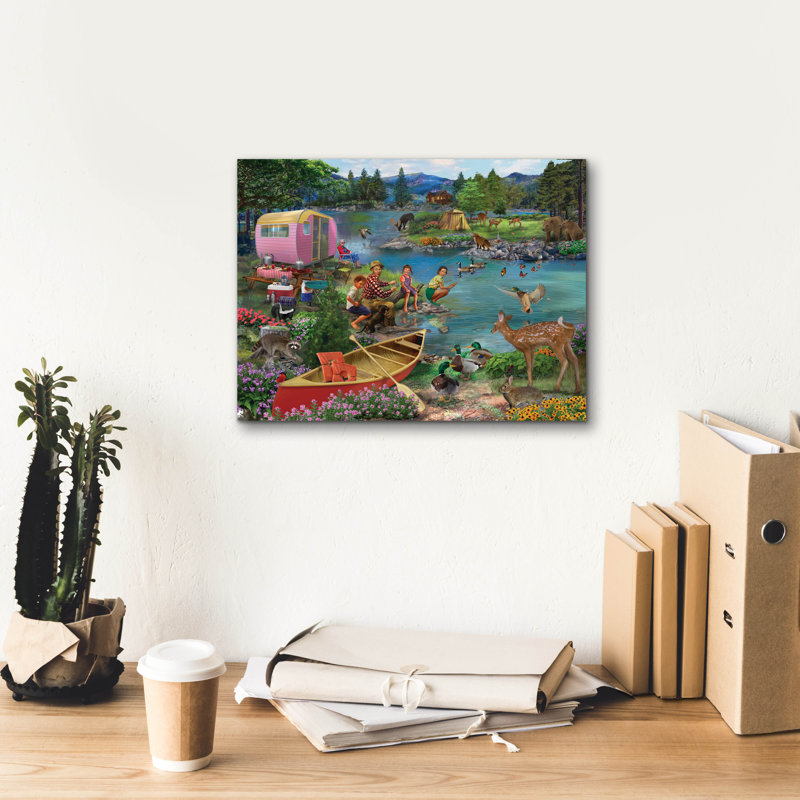 «Angling For Fun» par Bigelow Illustration, H 12 po x l 16 po x P 0,75 po