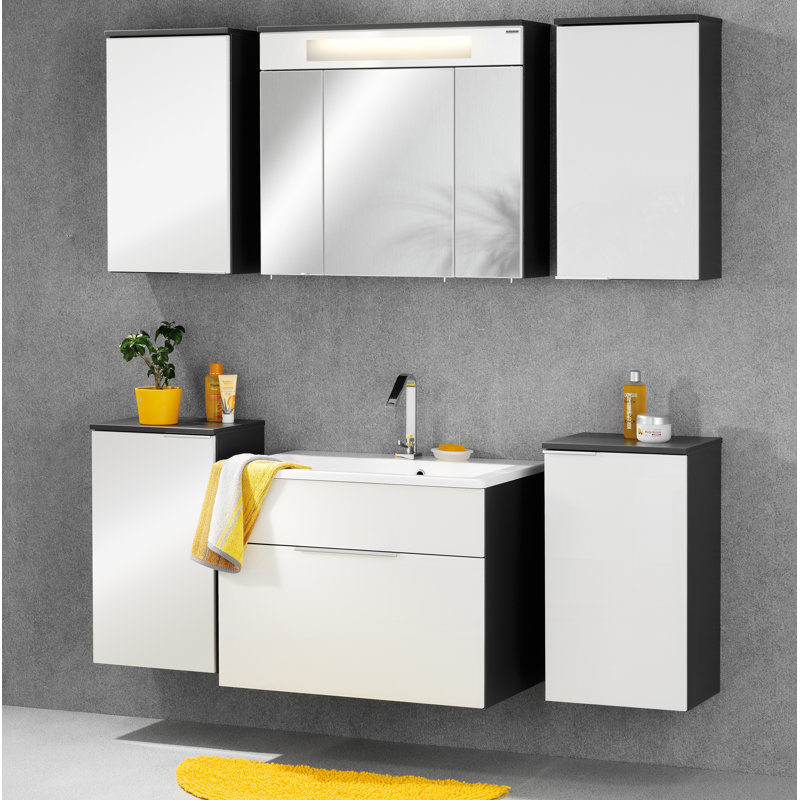 Kara Bathroom Cabinet, White/Anthracite, Door hinge: Right