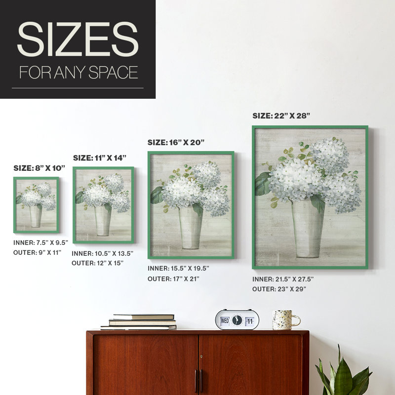 Simply Hydrangeas I, reproduction encadrée - bois massif, H 15 po x l 12 po, Vert