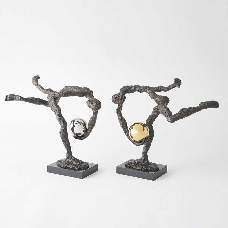 Tripped Up Sculpture-Bronze W/Nickel Sphere