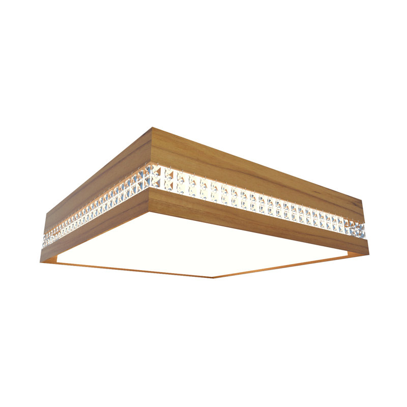 Plafonnier encastré 1 lumière DEL Cristais, Teck, H 5,85 po x l 25,35 po x P 25,35 po