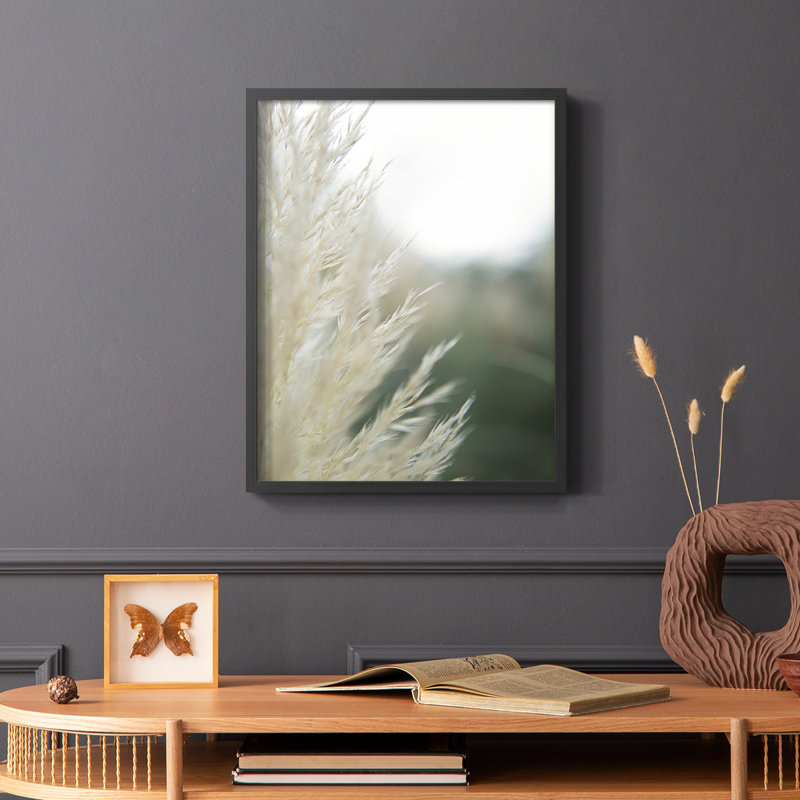 «Subtle Graminées I», reproduction encadrée - bois massif, Noir, H 10 po x l 8 po