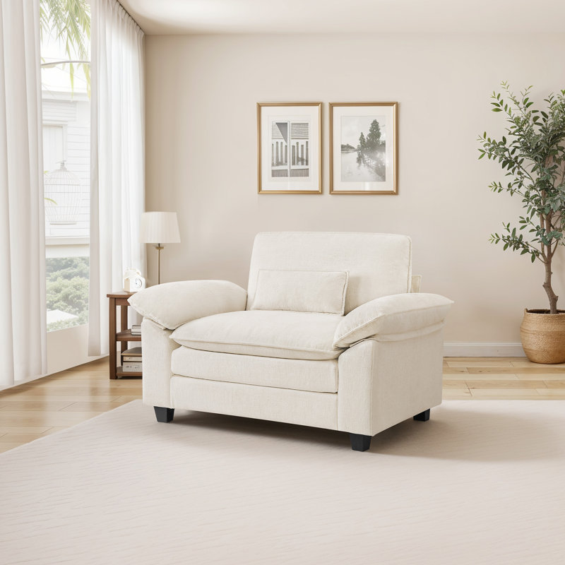 52'' W Upholstered Extra Wide Accent Chair, Beige