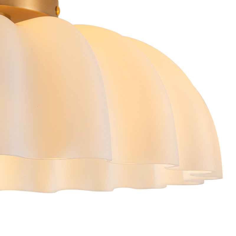 2-Light Matte Pleated Glass Semi-Flush Mount
