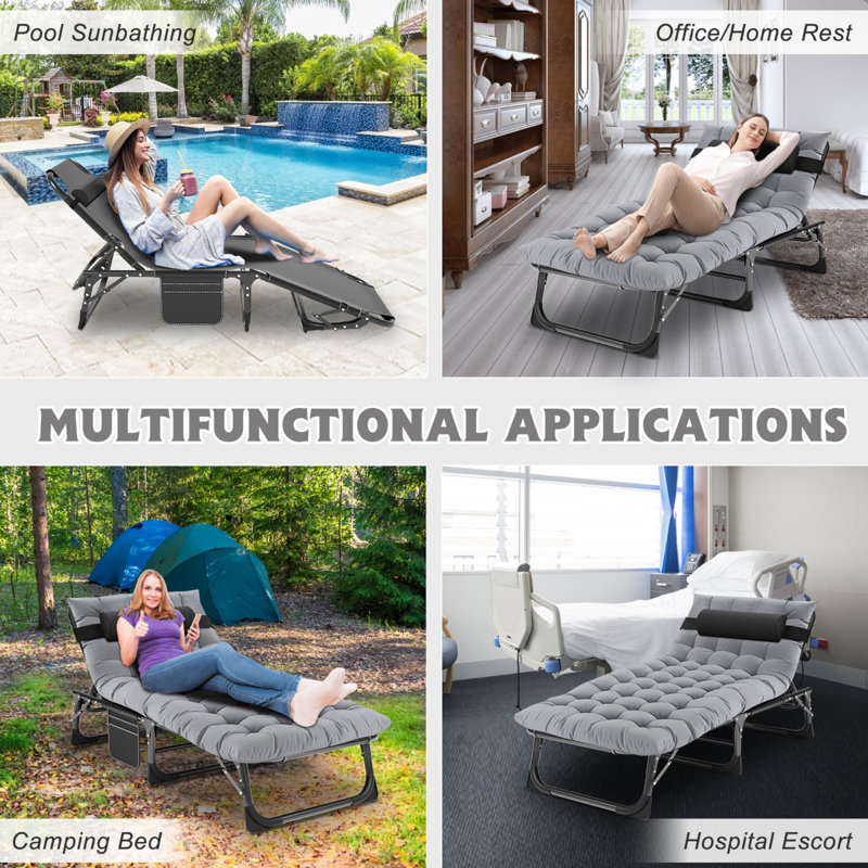 Folding Tri-Fold Guest Bed – Portable & Lightweight Folding Bed with Removable Mattress, 200kg Capacity – Grey or Blue – Ideal for Dorms, Offices, Camping & Home