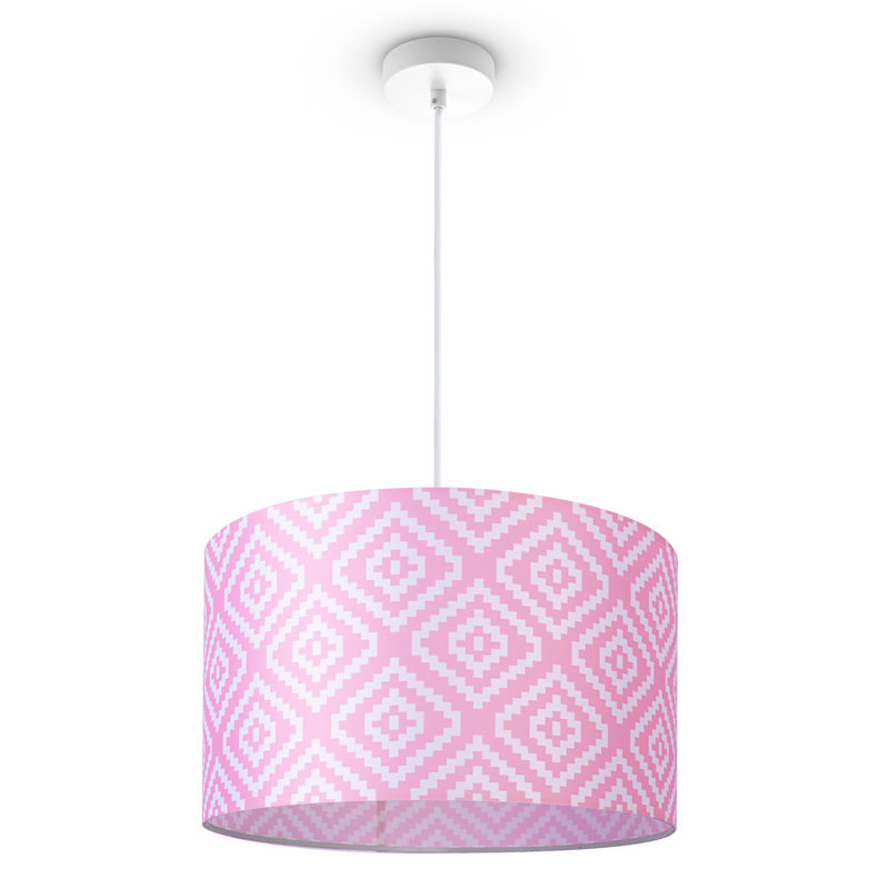 Ishmul 1-Light Drum Pendant, Pink