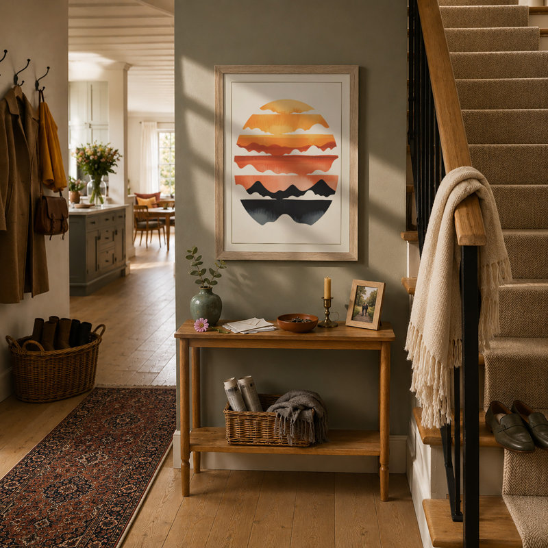 Stacked Burger Modern - Framed Print, A2 - 59.4 x 42.0 cm, Oak