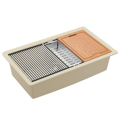Karran Quartz 32-1/2'' X 19-1/4'' Single Bowl Undermount Workstation Kitchen Sink