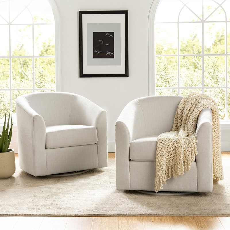 Fawwaz 30.91'' Wide Barrel Chair with Metal Swivel Base (Set of 2)