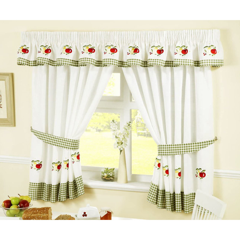 Anakie Semi Sheer Curtain Pair, Red, Width 168 x Drop 122cm