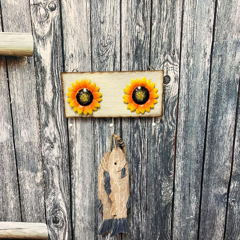 Organisateur de tournesol mural avec crochets pour clés, Blanc
