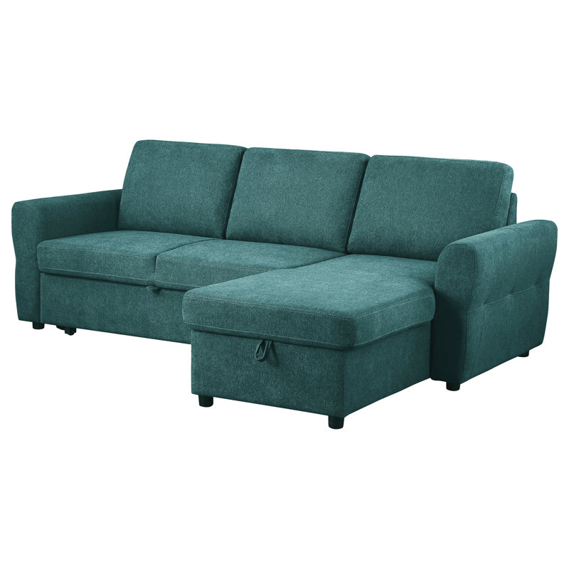 Canapé-lit modulaire avec rangement, Tissu bleu