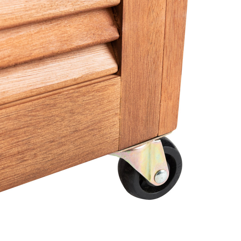 50 Gallon Eucalyptus Solid Wood Deck Box with Wheels, Natural