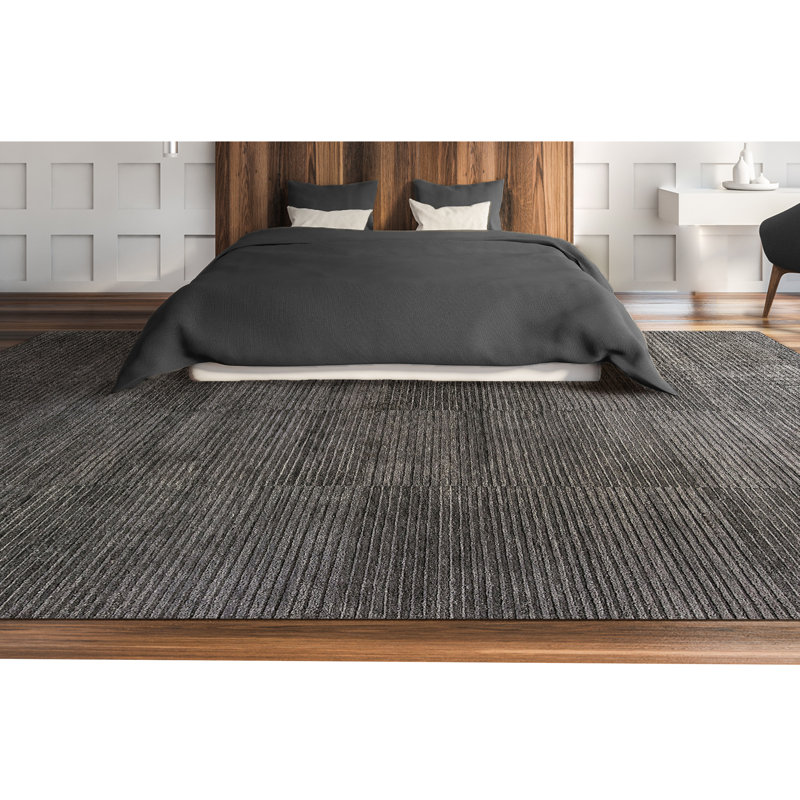 Indo Elevate Wool Striped Area Rug in Gray, Rectangle 9' x 12'
