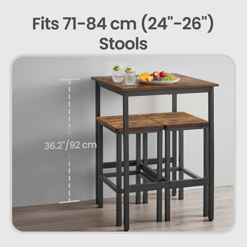 Table de salle à manger Mciver, Brun rustique / noir, H 37 po x L 24 po x l 24 po