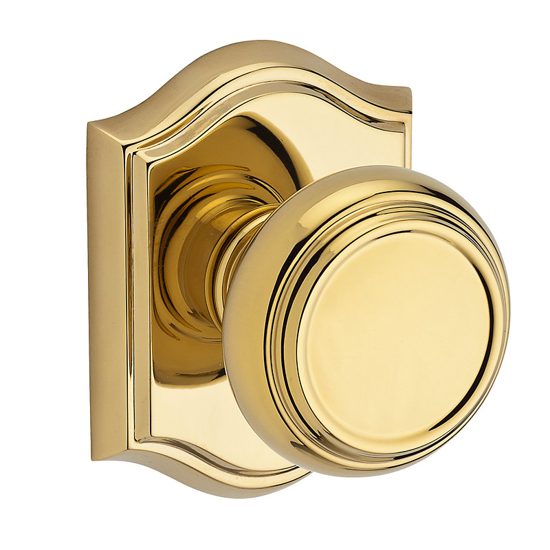Traditional Keyed Door Knob with Traditional Arch Rose, Polished Brass, Keyed Alike, Yes