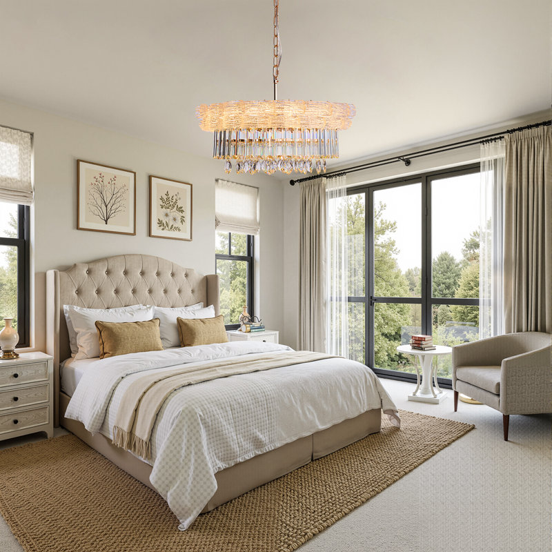 Lustre en cristal 24 po, plafonnier moderne