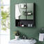 Armoire de salle de bain noire avec portes et tablettes doubles pour une utilisation à long terme