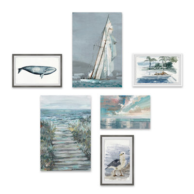 Beach Adventure 'Le Voilier' Hexaptych
