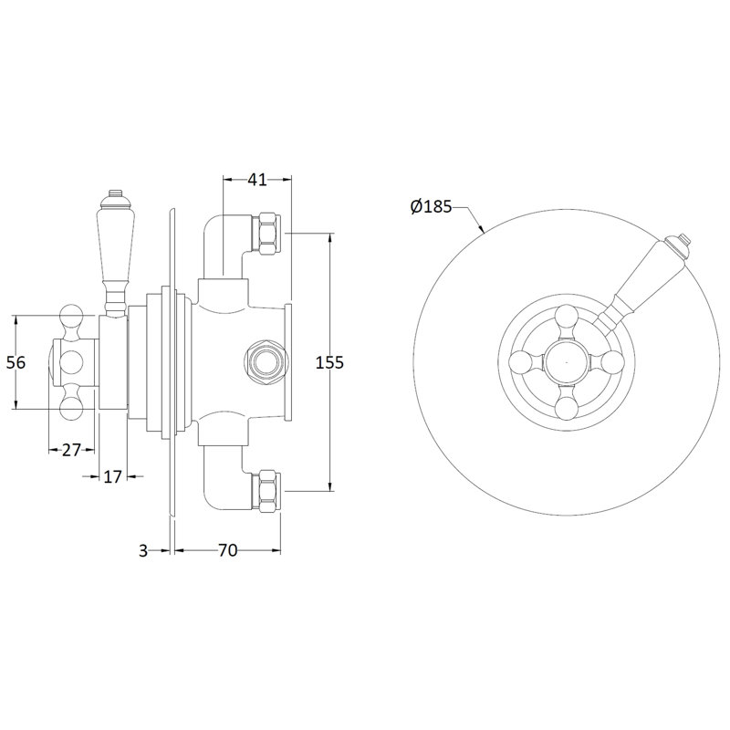 Round Double Concealed Thermostatic Shower Valve