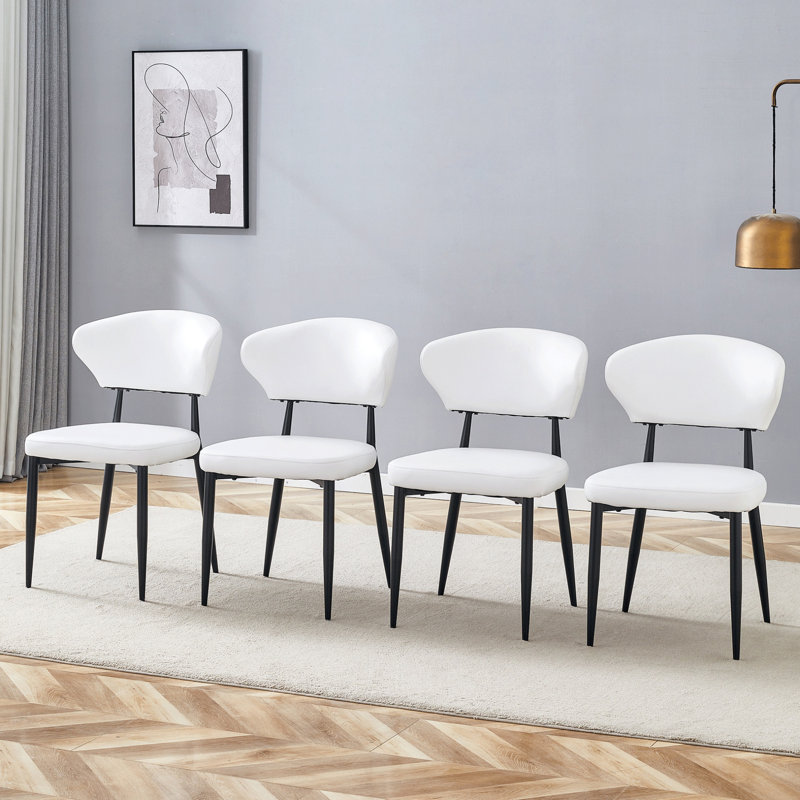 Chaise ergonomique minimaliste avec dossier incurvé pour un confort et un soutien ultimes dans votre salle à manger, Blanc