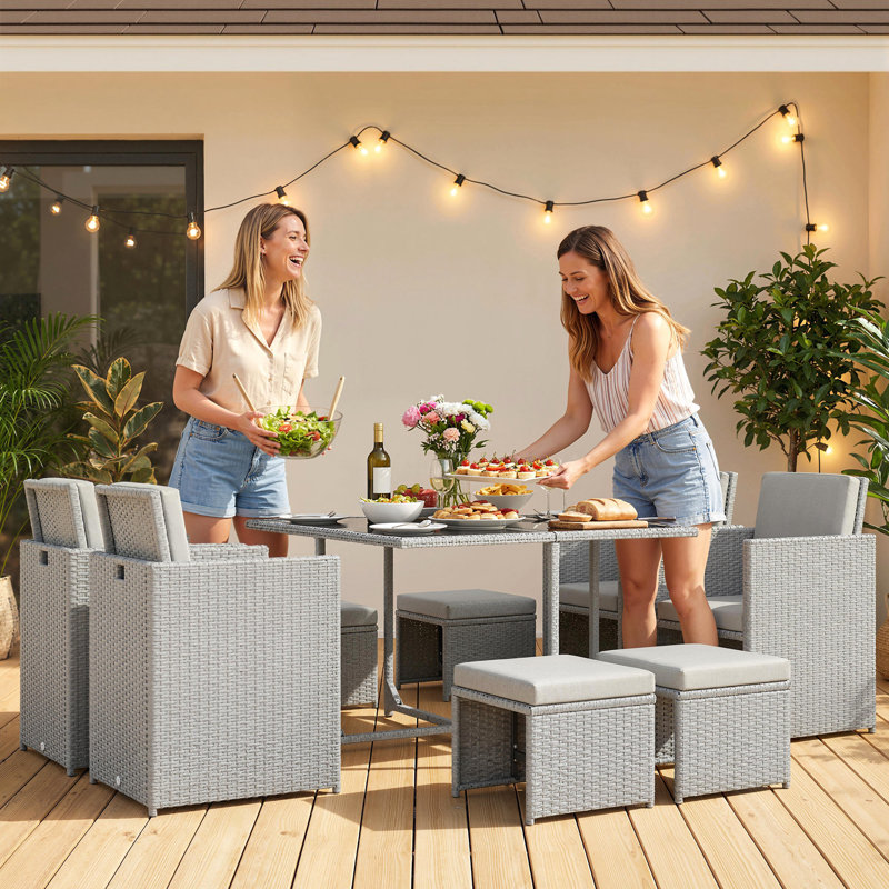 8 - Person Patio Dining Set with Square Table