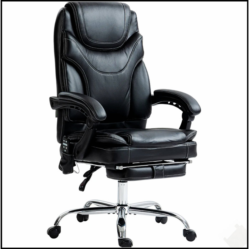 Fauteuil de bureau ergonomique inclinable et chauffant en cuir PU avec repose-pieds pour un confort et un soutien ultimes