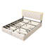 EU Double & King PU Storage Bed With 4 Drawers & LED Headboard, Faux Leather Upholstered Frame,  Beige & Grey-1664150146-1669060744