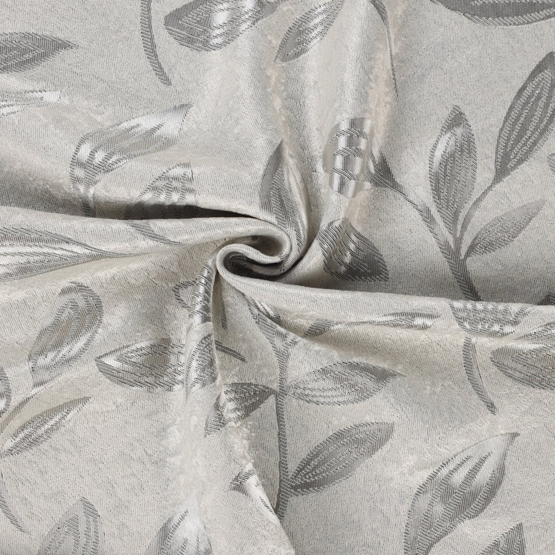 Leaves Machine Washable Room Darkening Blackout Curtains With Back Tabs by Superior, Ivory, 52" W x 108" L