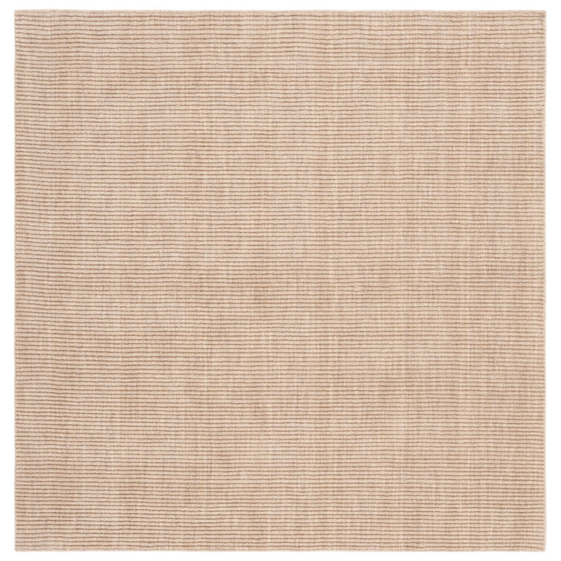 Tapis beige en laine / coton tissé à la main Brierly, Carré 6 pi