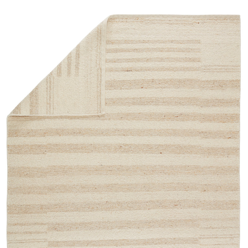 Jaipur Living Istar LEO03 Handmade Stripes Ivory and Tan Area Rug (8'x10'), Rectangle 5' x 8'