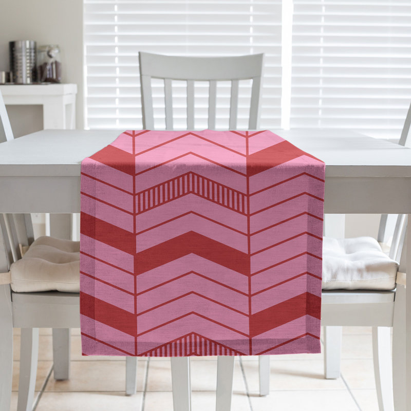 Festive Hol Festive Table Runner, 90" L x 16" W, Pink/Red, Polyester