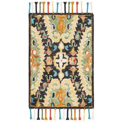 Tapis gris anthracite en laine noué à la main Ferrera Jahiem