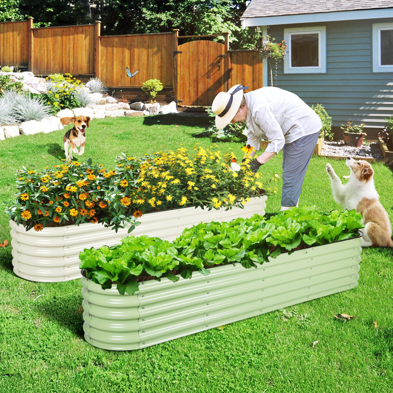 Anesa Modular Metal Raised Garden Bed, 17" H x 89" W x 17.7" D, Green