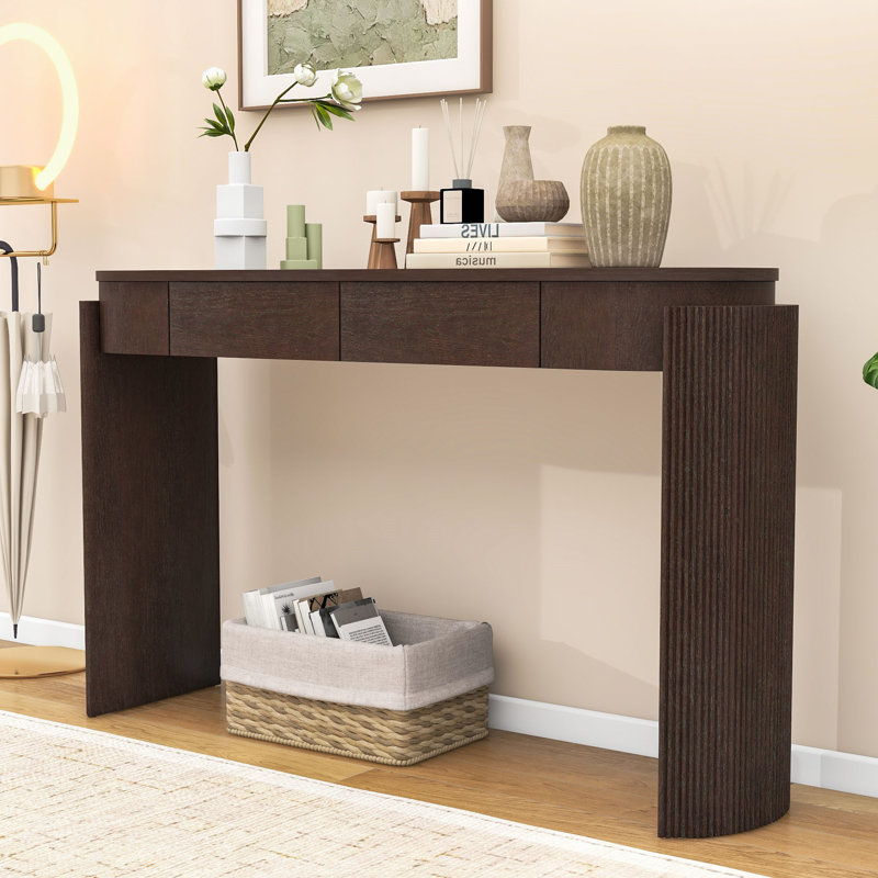 Console avec détails cannelés intemporels et tiroirs pratiques, Espresso