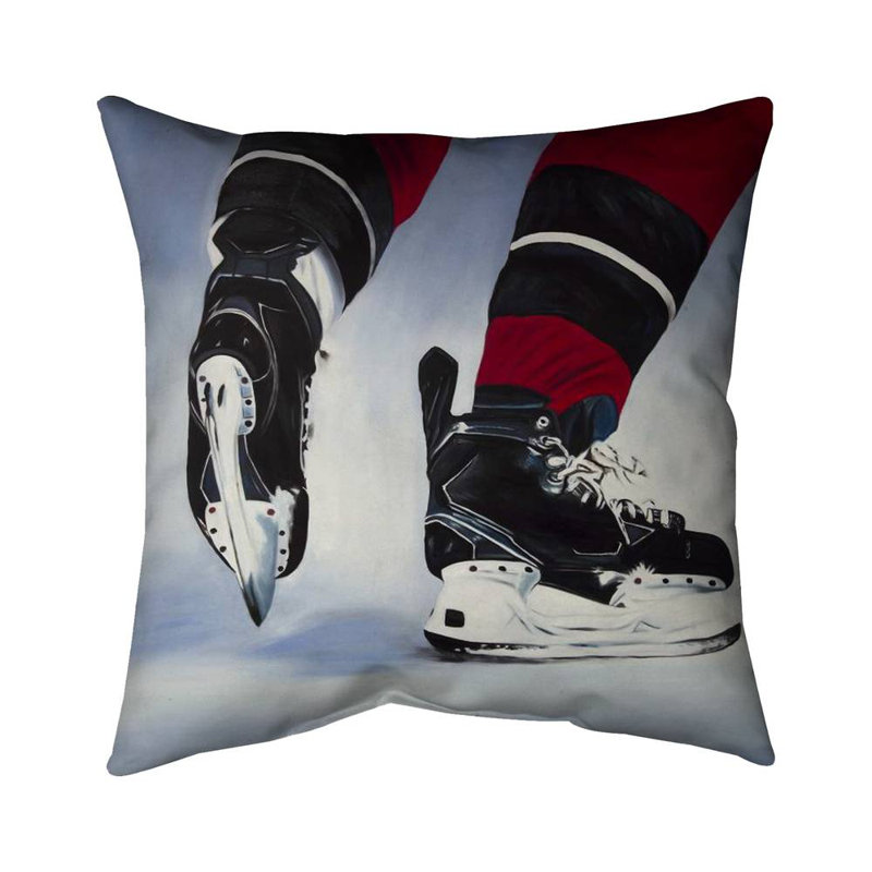 Hockey Player Poly Twill Throw - Man Cave – Throw Pillow Cover Only, Double-Sided Print, Insert Not Included