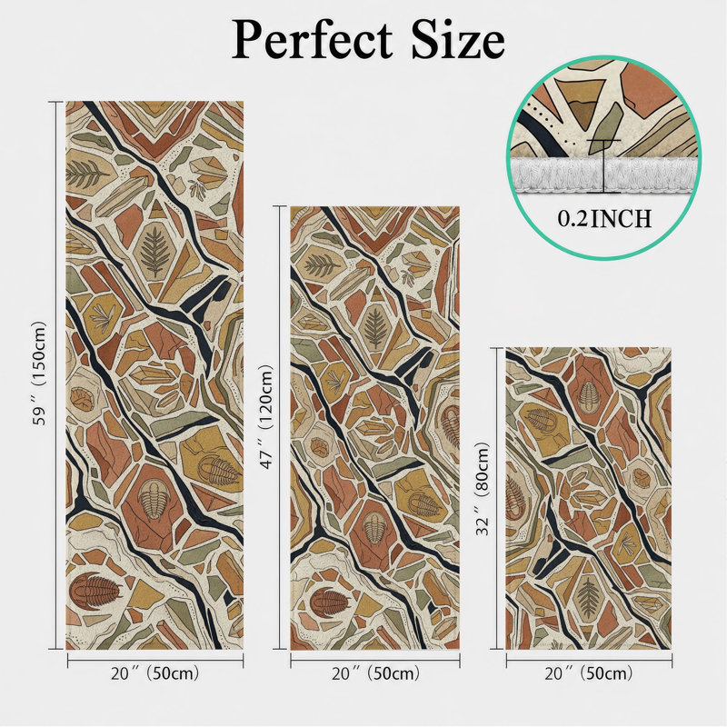 Abstract Botanical Non-Slip Washable Kitchen Mats
