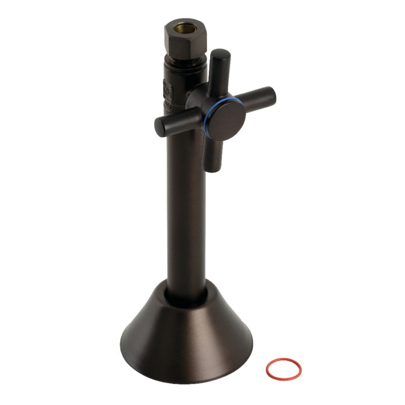 Kingston Brass Concord 1/2-Inch Sweat x 3/8-Inch OD Comp Quarter-Turn Straight Stop Valve, Oil Rubbed Bronze