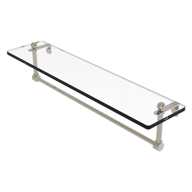 Ballenas Bracket Shelf with Towel Bar, 22", Polished Nickel