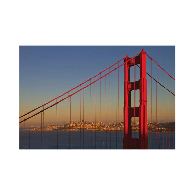 Golden Gate Bridge At Sunset by Melanie Viola - Wrapped Canvas Print, 20.32 cm H x 30.48 cm W