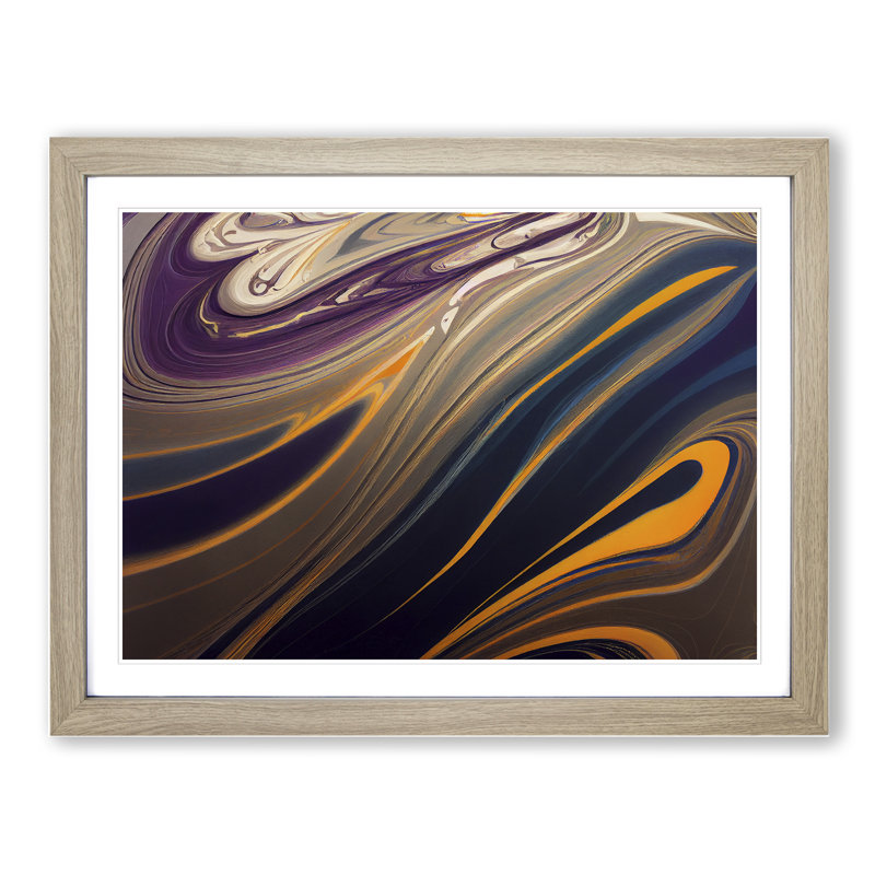 Abstract Marbling Art Vol.6 - Framed Print, 25cm H x 34cm W x 2cm D, Oak