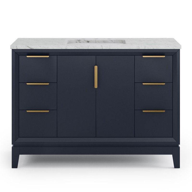 Elizabeth 48" Single Bathroom Vanity Set with Mirror, Monarch Blue, Gold