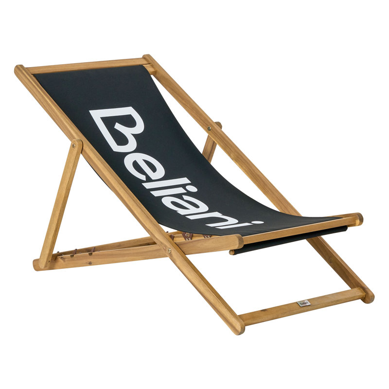 Anzio 39.7cm Long Acacia Single Chaise, Black/Brown