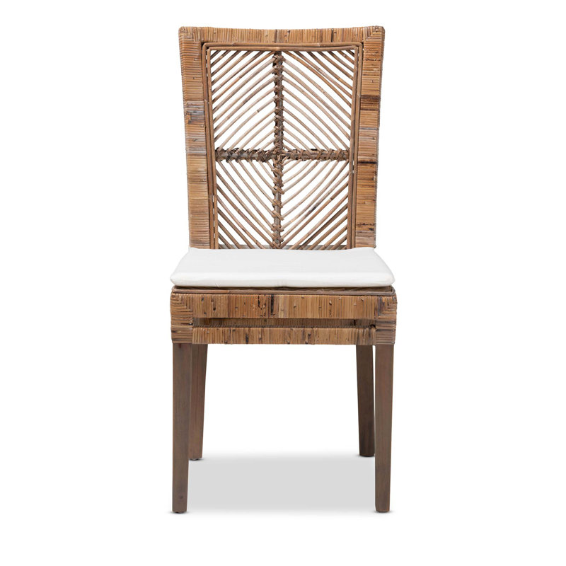 Chaise de salle à manger moderne bohémienne avec structure en acajou et coussin amovible