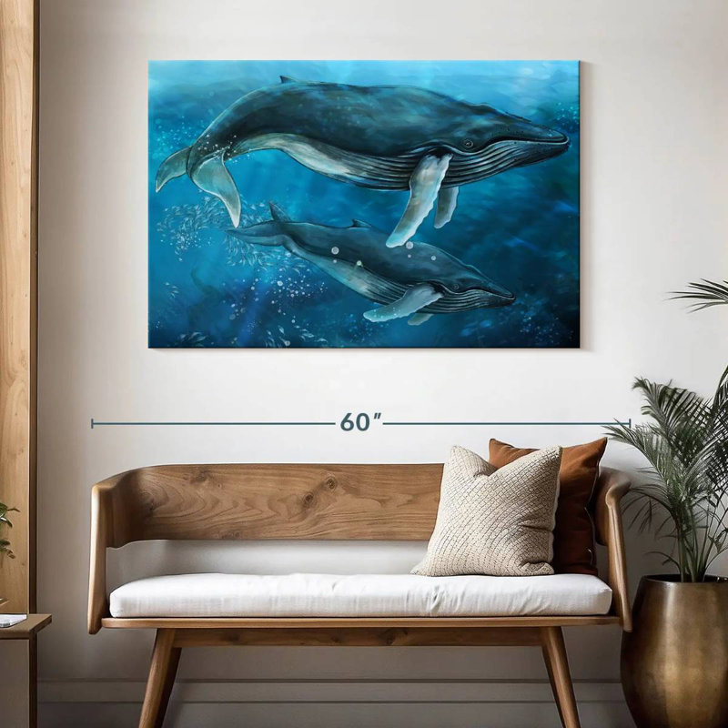 Majestic Humpback Whales, 32" H x 48" W