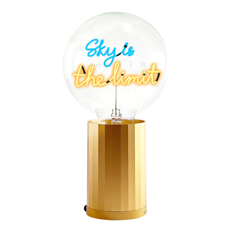Ampoule SKY EST LA LIMITE Bleu / ambre avec lampe de table portative, Jaune, Plastique