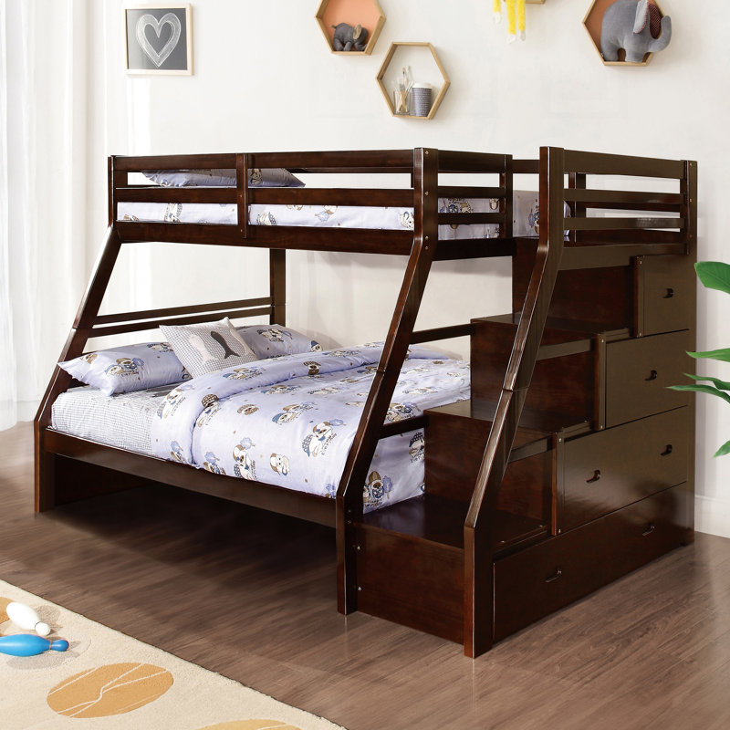 Ian Kids Twin Over Full Bunk Bed with Drawers, Espresso